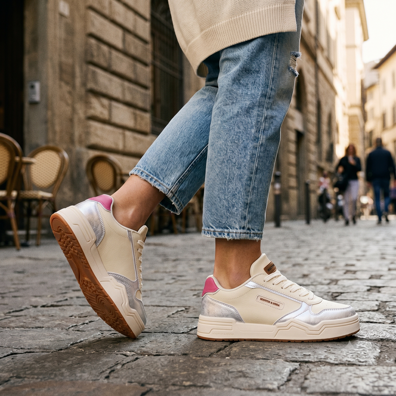 Scotch & Soda Bicolor Leather Low Top Sneakers