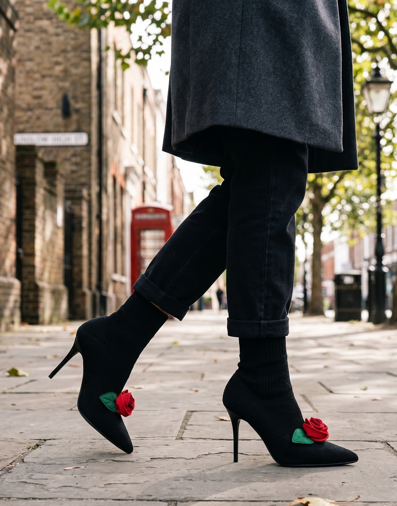 Dolce & Gabbana Black Stiletto Heels Mid Calf Boots Shoes