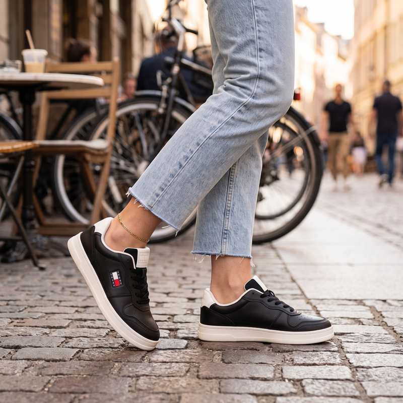 Tommy Hilfiger Black Polyurethane Women Sneaker