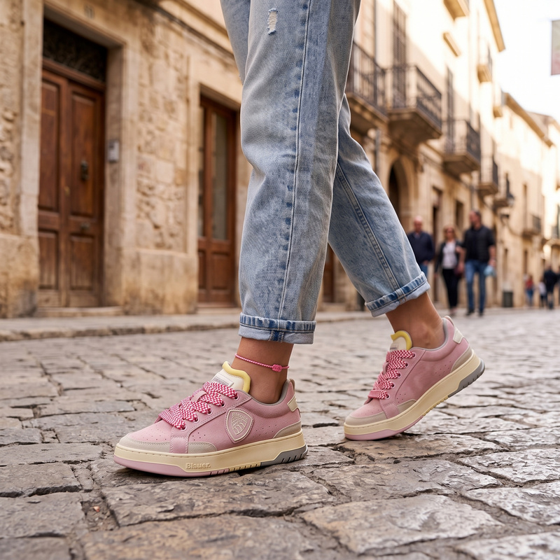 Blauer Rosa Polyurethane Women Sneaker