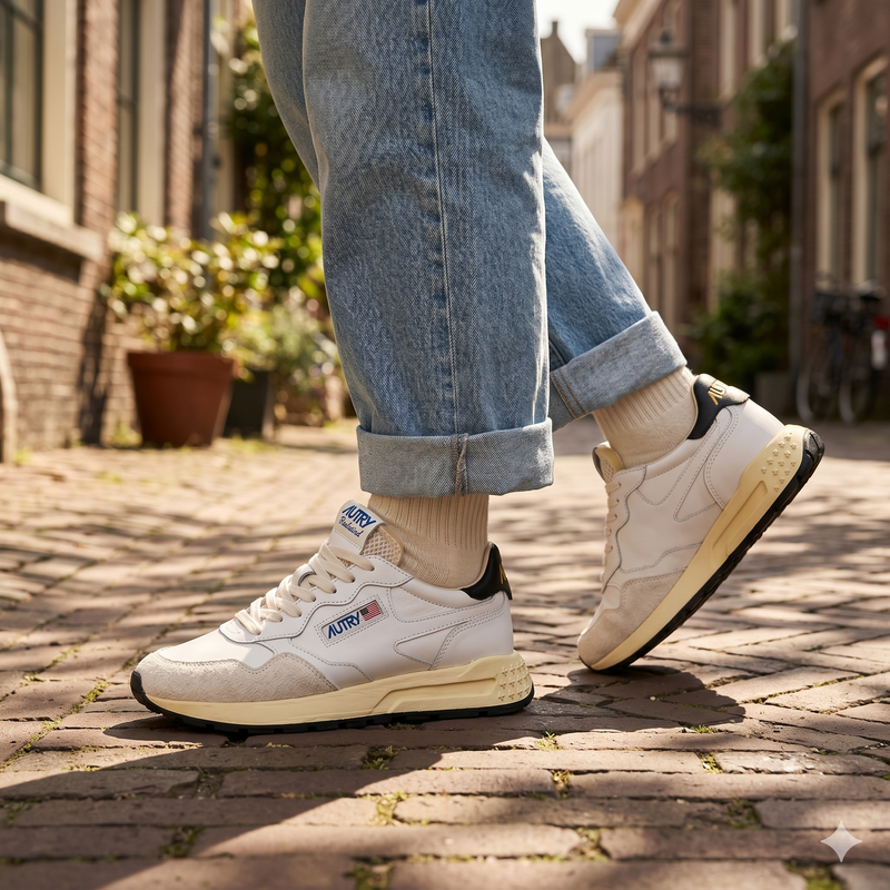 Autry White Fabric Athletic Sneakers