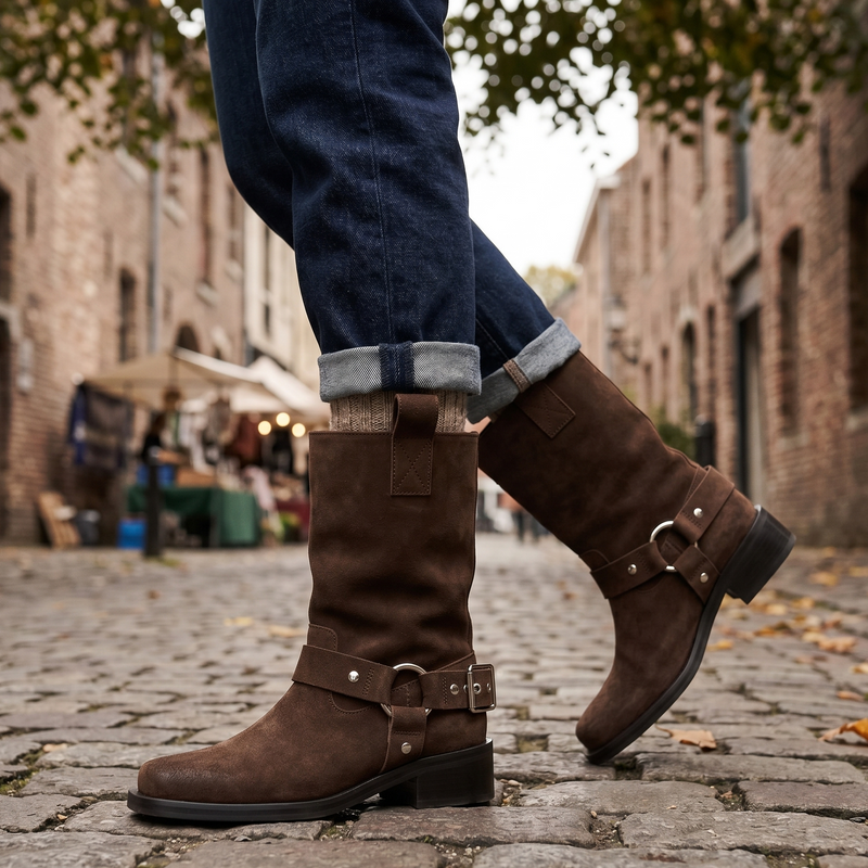 Ganni Brown Recycled Leather Lace-Up Boots