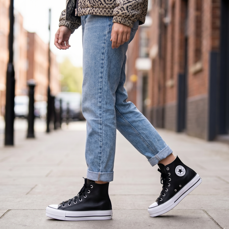 Converse Black Polyethylene Platform Sneakers