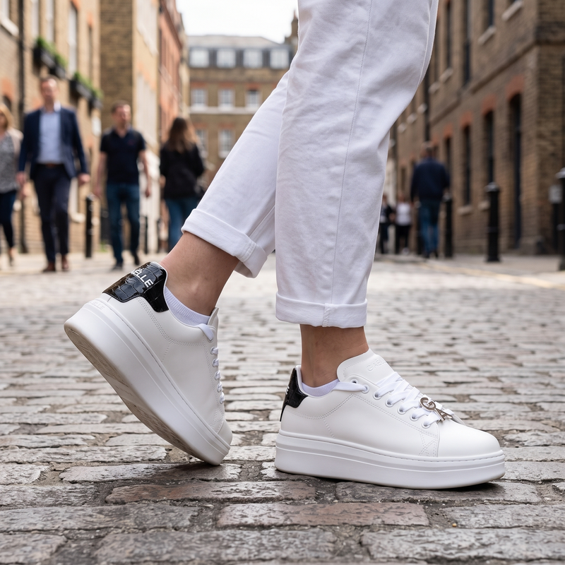 Gaelle Paris White Polyurethane Women Sneaker