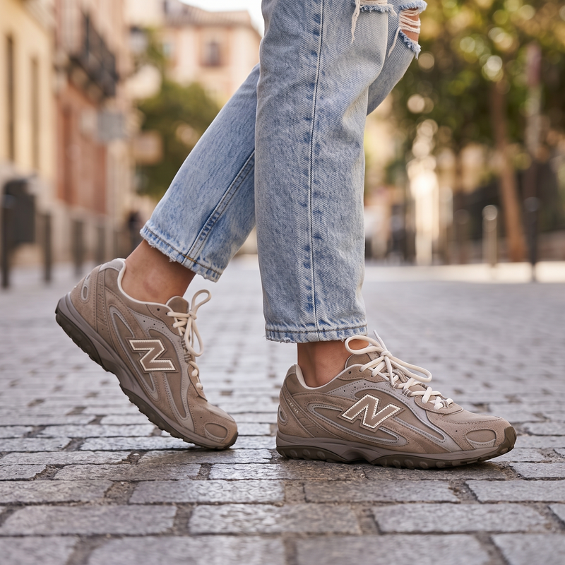 New Balance Brown Calf Leather Bos Taurus Athletic Sneakers