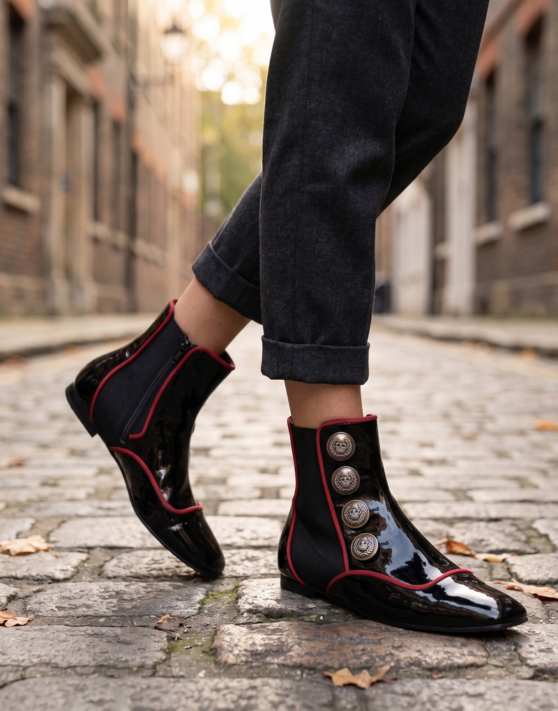 Dolce & Gabbana Black Jackie Buttoned Chelsea Boots Shoes