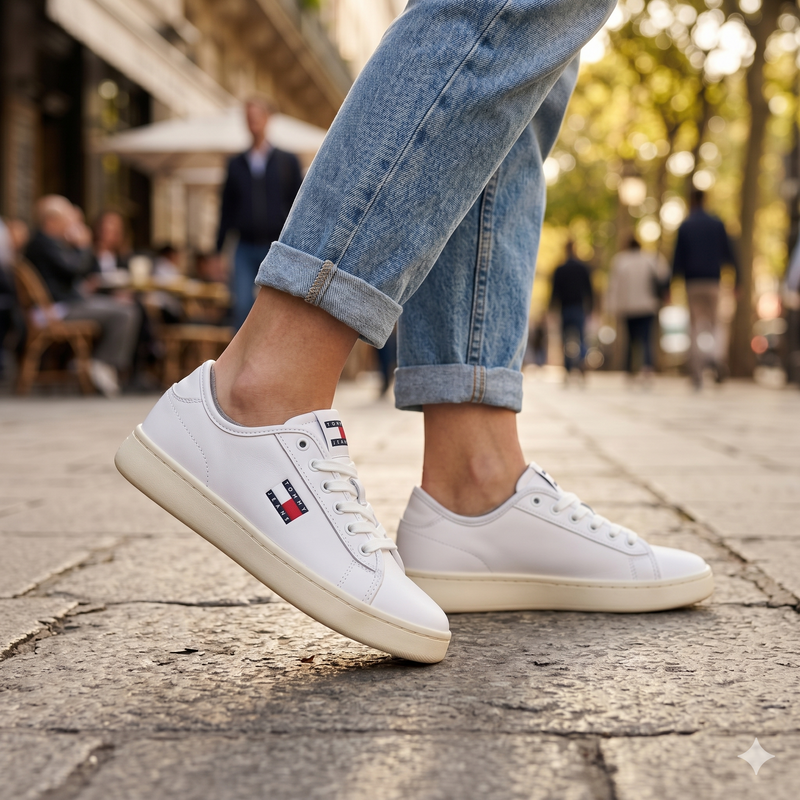 Tommy Hilfiger Bianco Polyurethane Women Sneaker