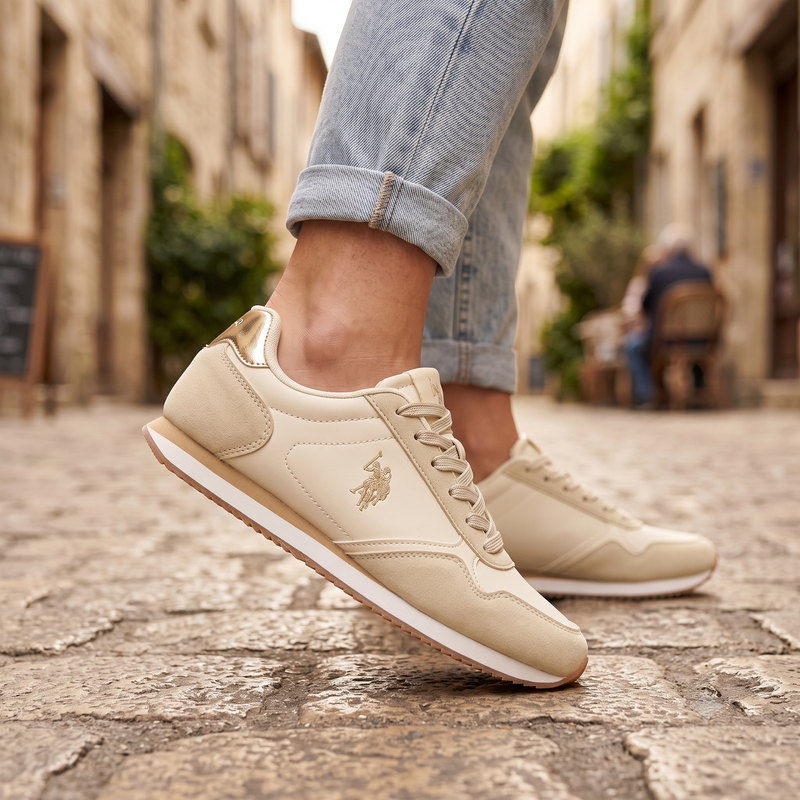 U.S. POLO ASSN. Beige Polyurethane Women's Sneaker