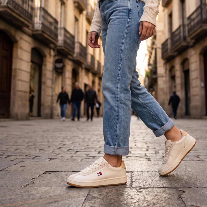 Tommy Hilfiger Beige Polyurethane Womens Sneaker