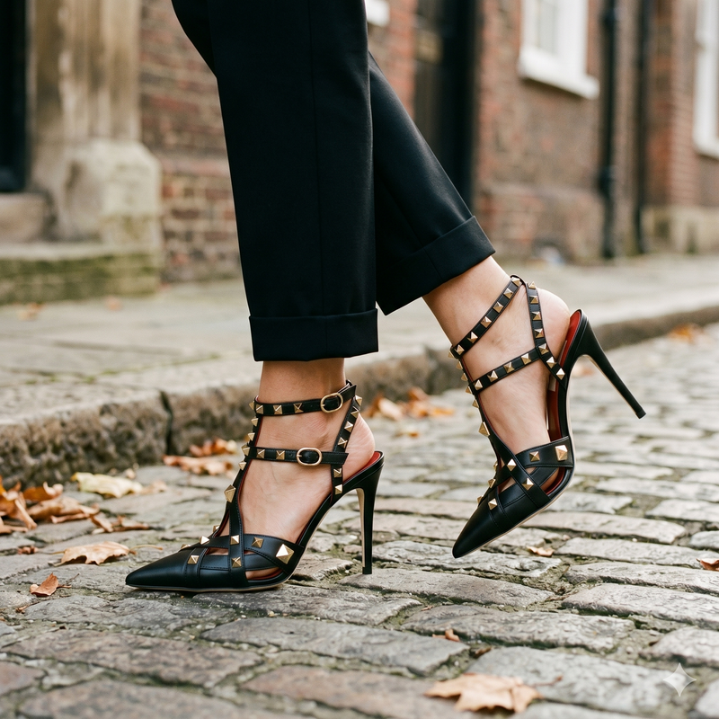 Valentino Garavani Black Goatskin High Heel Pumps