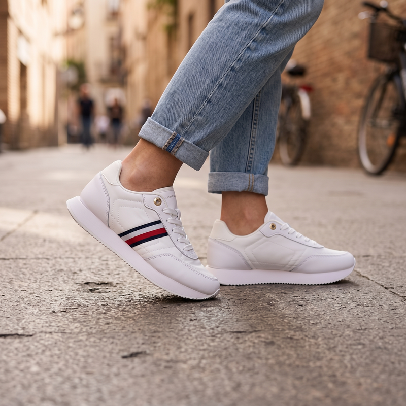 Tommy Hilfiger White Leather Women Sneaker