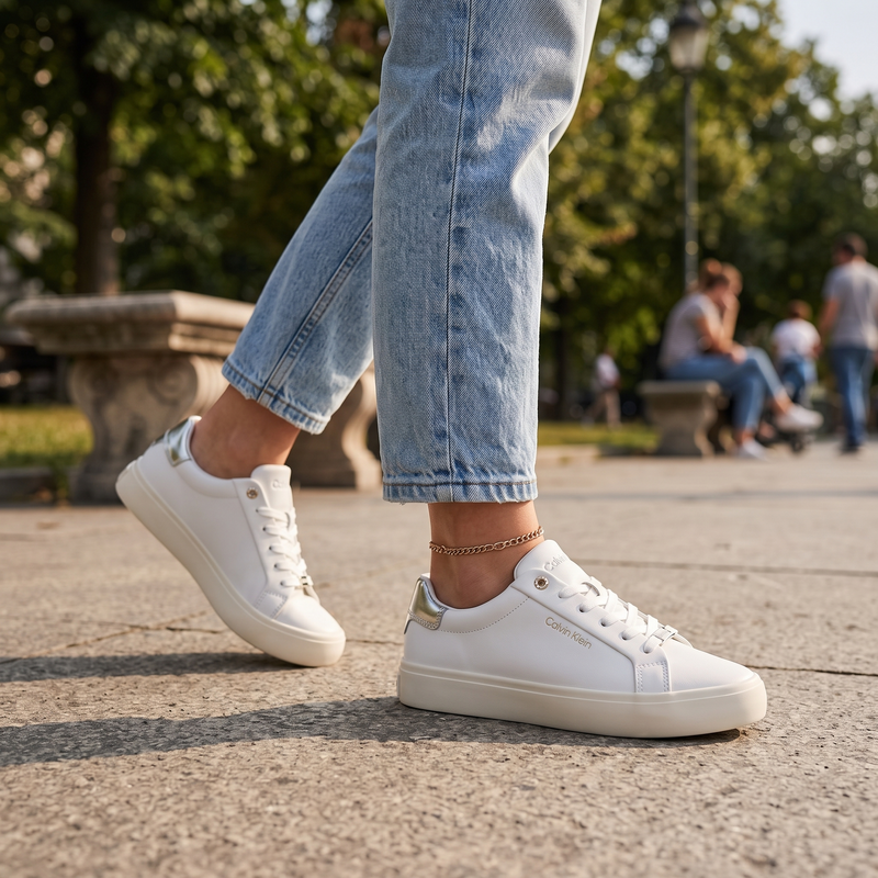 Calvin Klein Bianco Pelle Women Sneaker