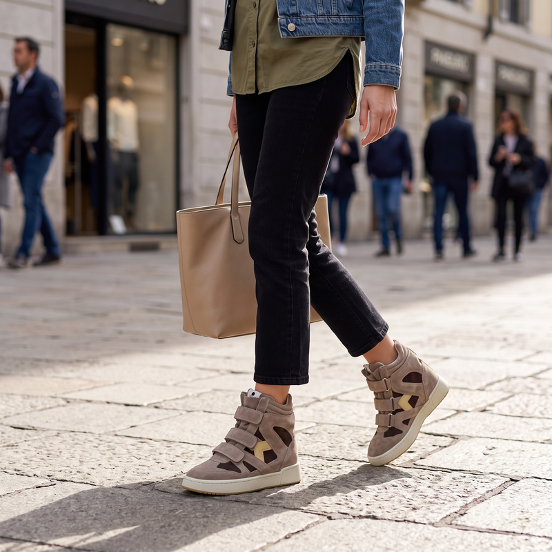 Isabel Marant Beige Calf Leather Bos Taurus High Top Sneakers