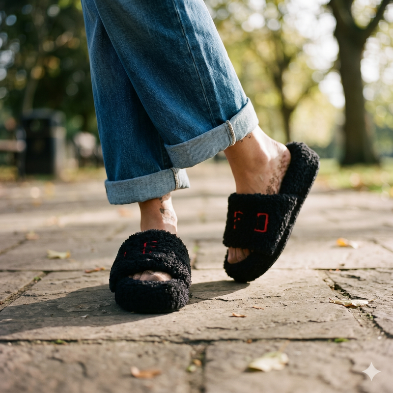 Ralph Lauren Black Textile Slippers