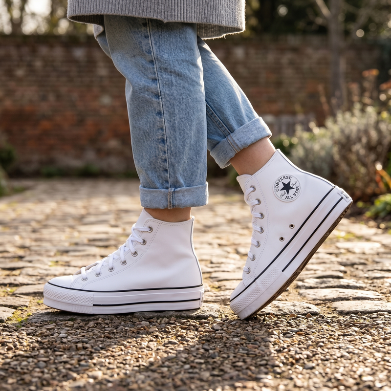 Converse White Polyethylene Platform Sneakers