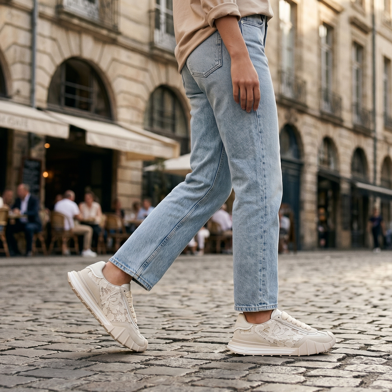 Dolce & Gabbana Beige Calf Leather Bos Taurus Sneakers