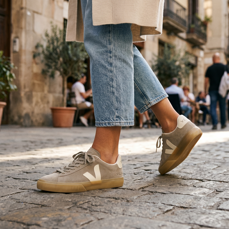 Veja Beige Calf Leather Bos Taurus Sneakers