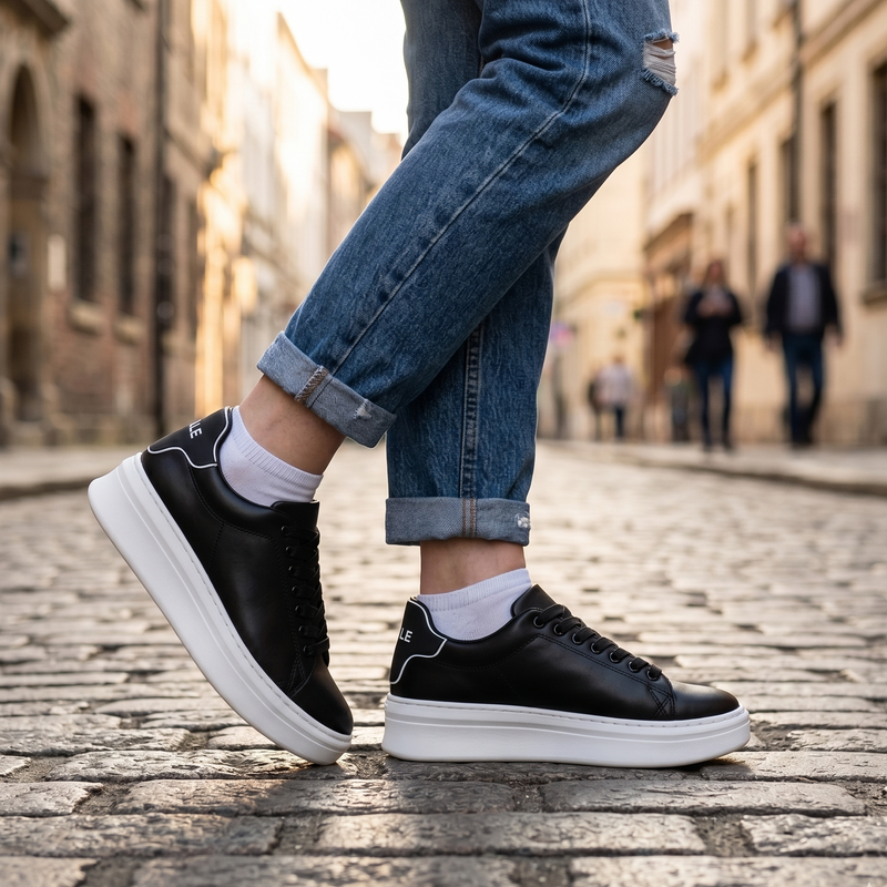 Gaelle Paris Black Polyurethane Women Sneaker