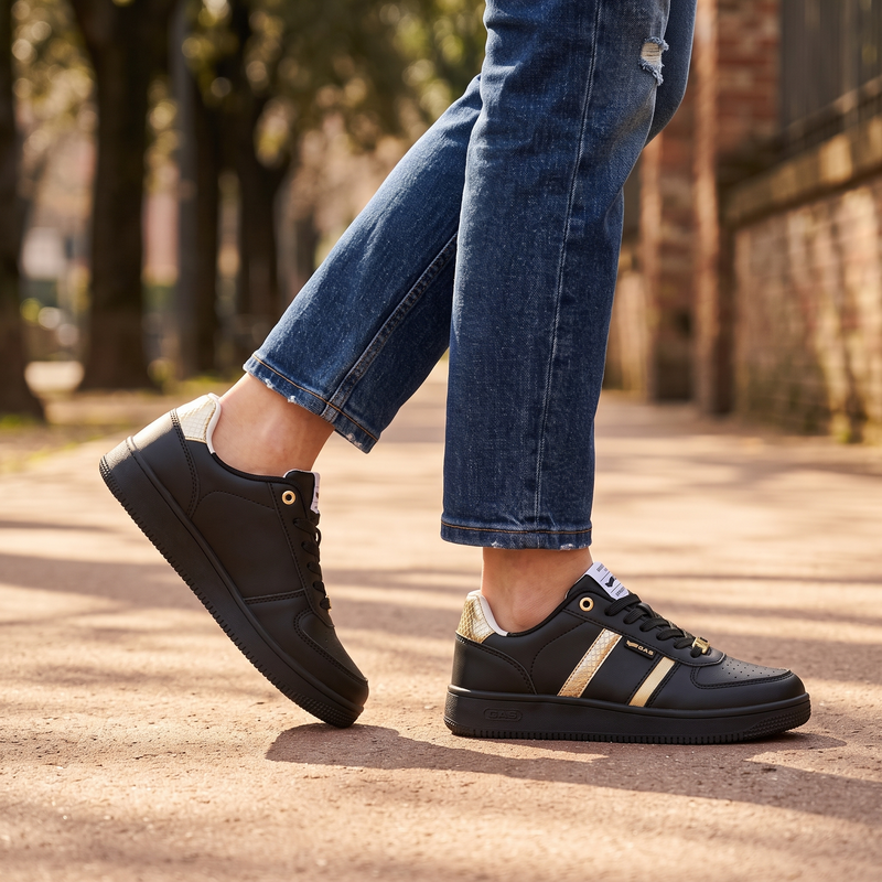 Gas Black Polyurethane Women Sneaker