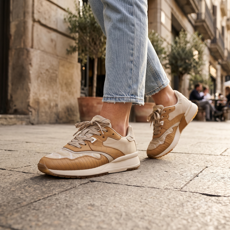 Scotch & Soda Beige Nylon Low Top Sneakers