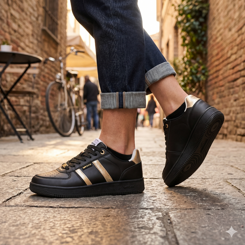 Gas Black Polyurethane Women Sneaker