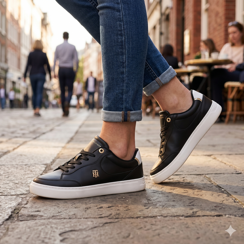 Tommy Hilfiger Black Polyurethane Women Sneaker