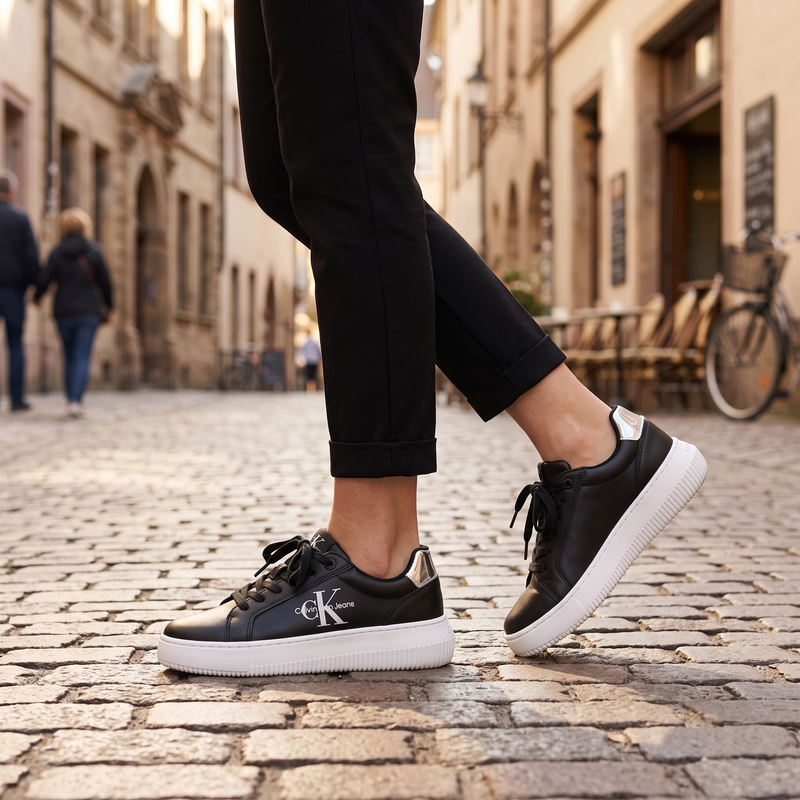 Calvin Klein Nero Leather Women Sneaker