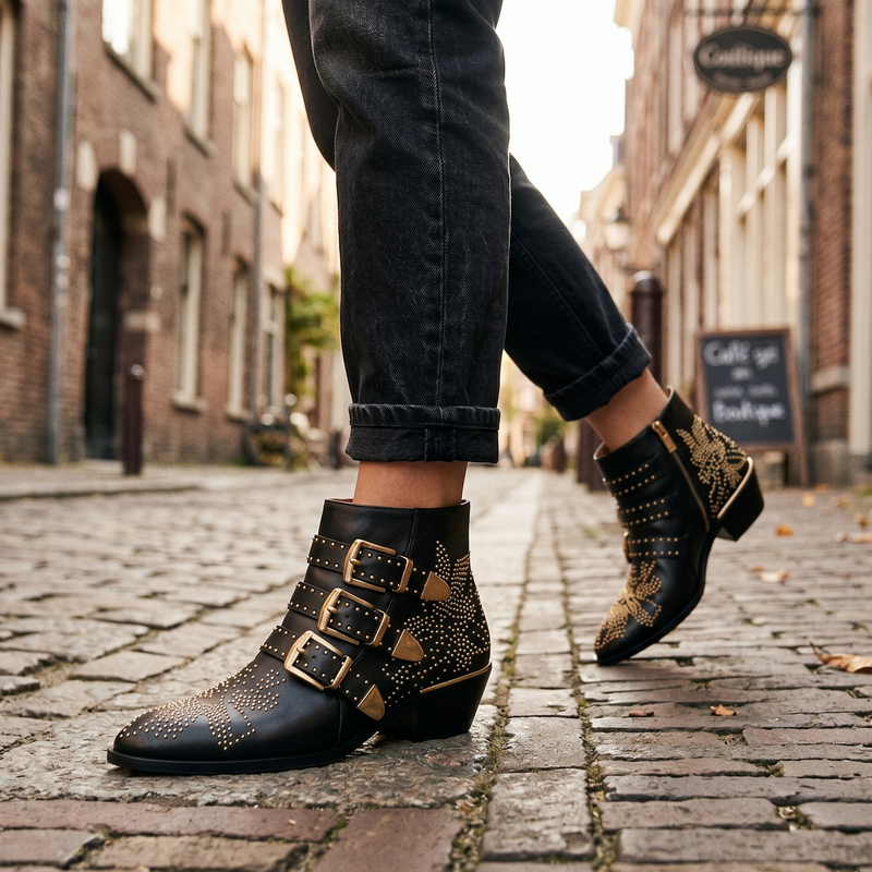 Chloé Black Calf Leather Bos Taurus Ankle Boots