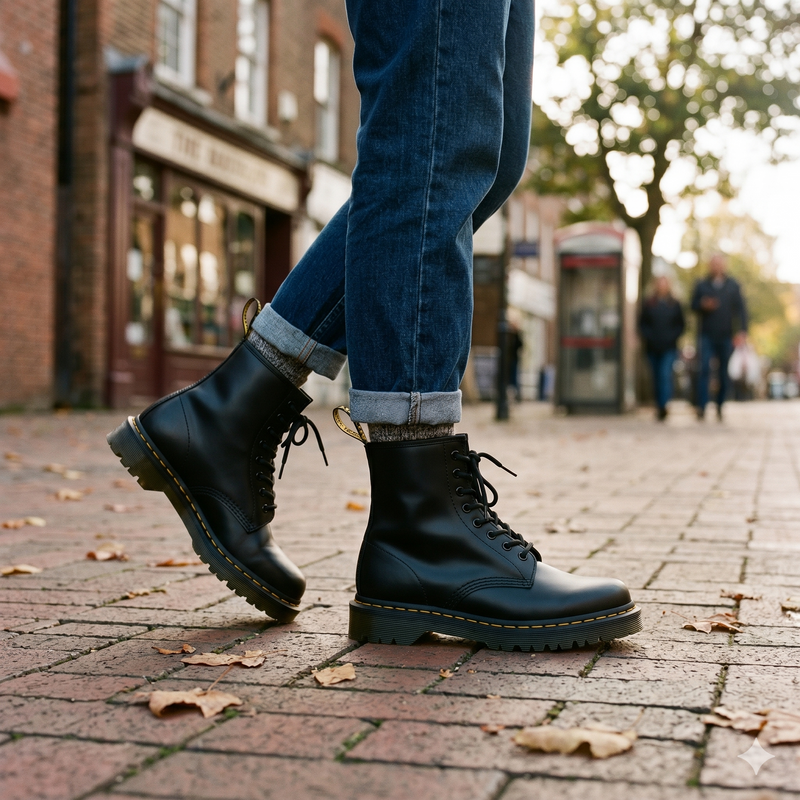 Dr. Martens Black Leather Lace-Up Boots