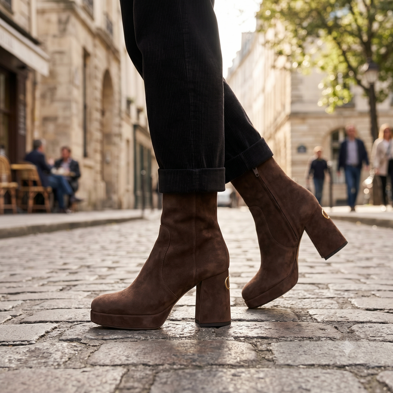 Valentino Garavani Brown Calf Leather Bos Taurus Ankle Boots