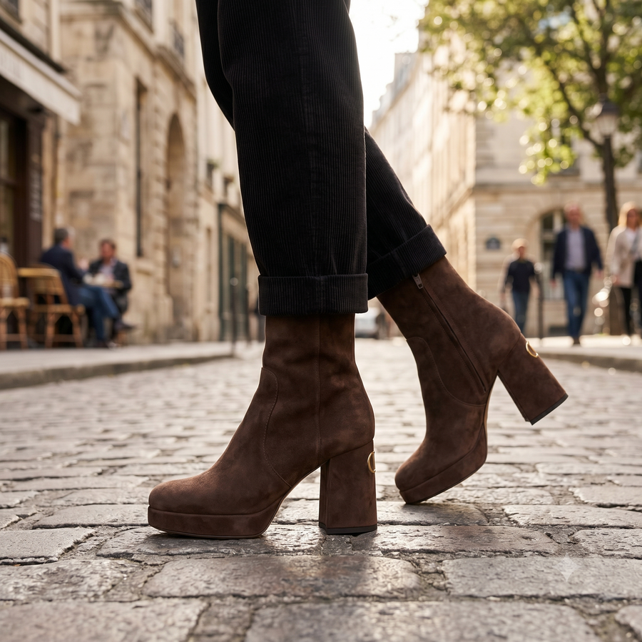 Valentino Garavani Brown Calf Leather Bos Taurus Ankle Boots