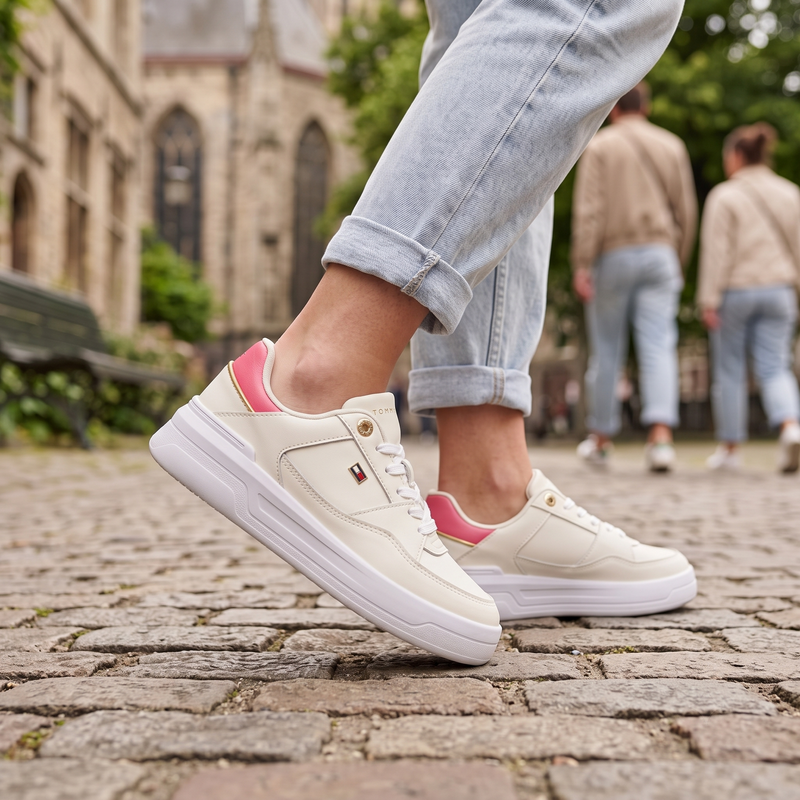 Tommy Hilfiger Bianco Polyurethane Women Sneaker