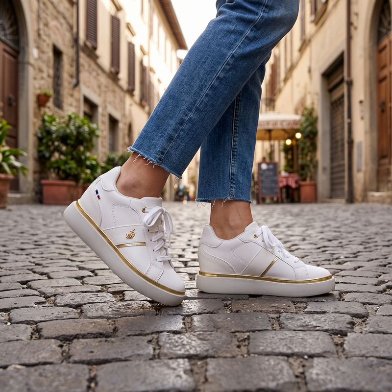 U.S. POLO ASSN. Bianco Polyester Women's Sneaker
