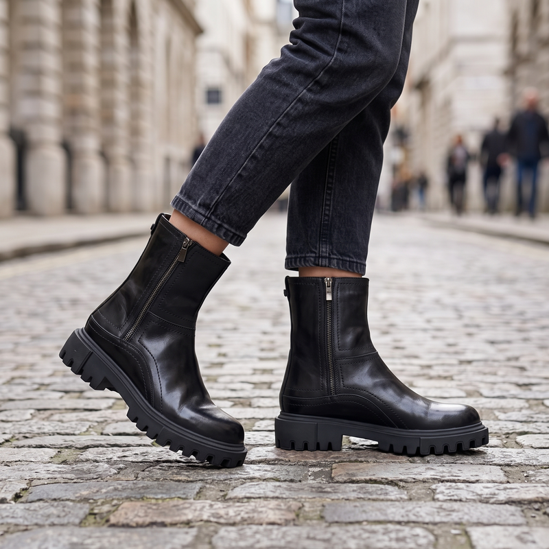 Cafenoir Black Leather Women Boot