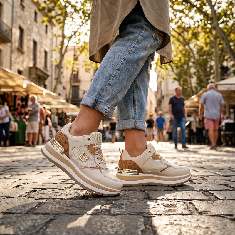 Laura Biagiotti Beige Polyurethane Women Sneaker