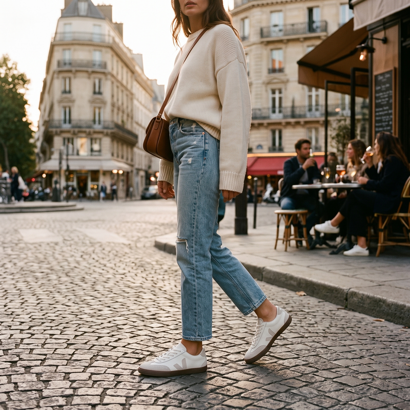Veja White Calf Leather Bos Taurus Sneakers