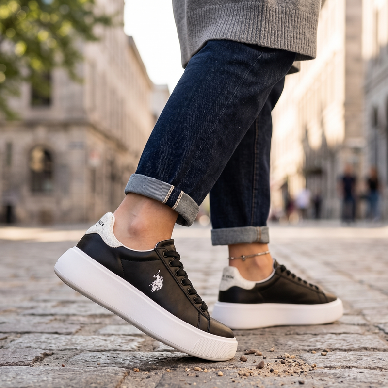 U.S. POLO ASSN. Black Polyurethane Women's Sneaker