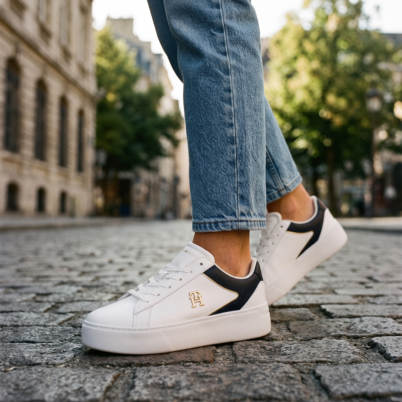 Tommy Hilfiger Bianco Polyurethane Women Sneaker