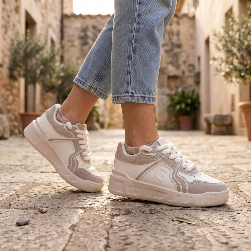 Gaelle Paris Bianco Polyurethane Women Sneaker
