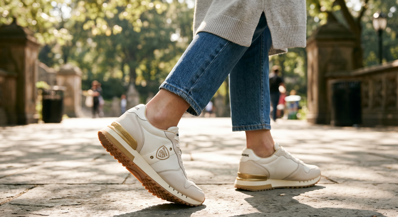 Blauer Beige Leather Women Sneaker