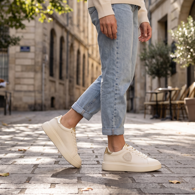 Blauer Beige Leather Women's Sneaker