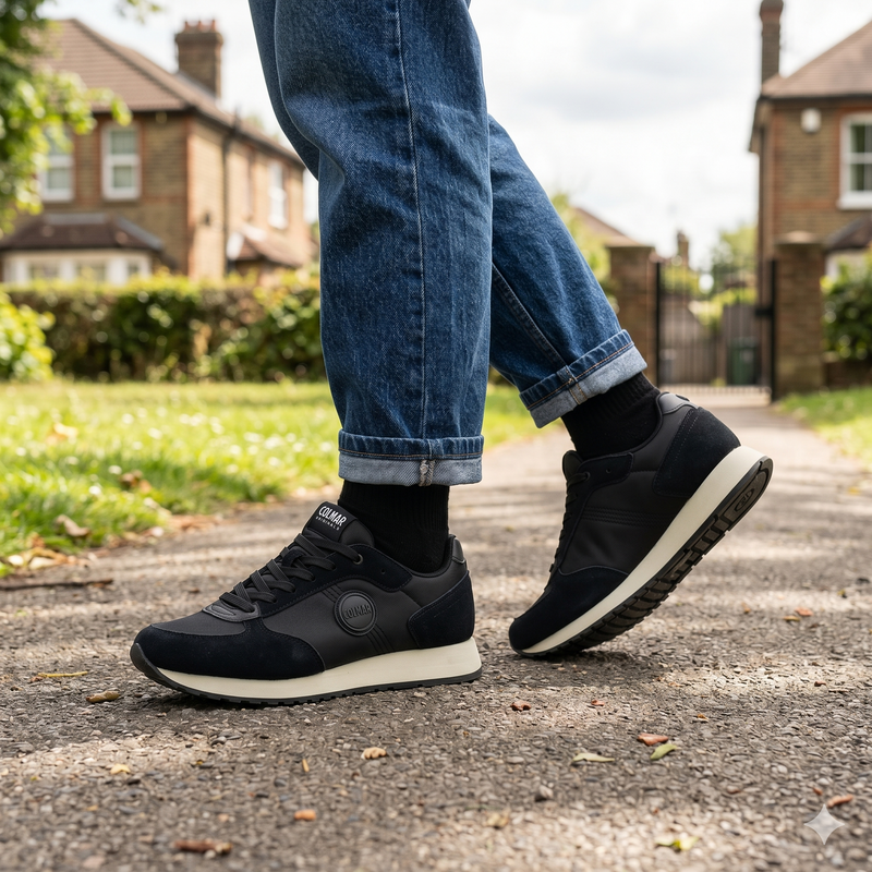 Colmar Black Nylon Low Top Sneakers