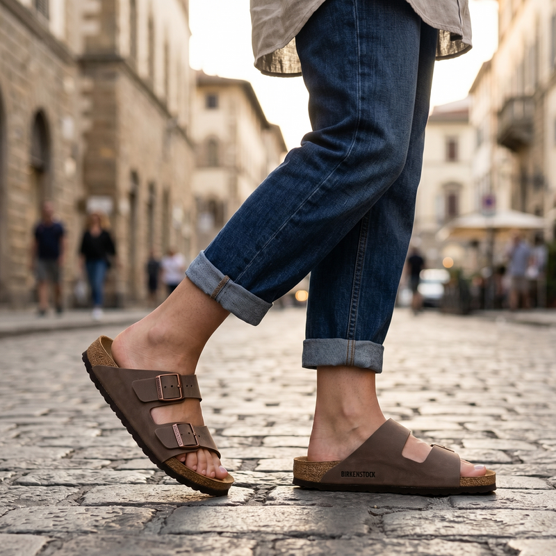 Birkenstock Brown Leather Slippers