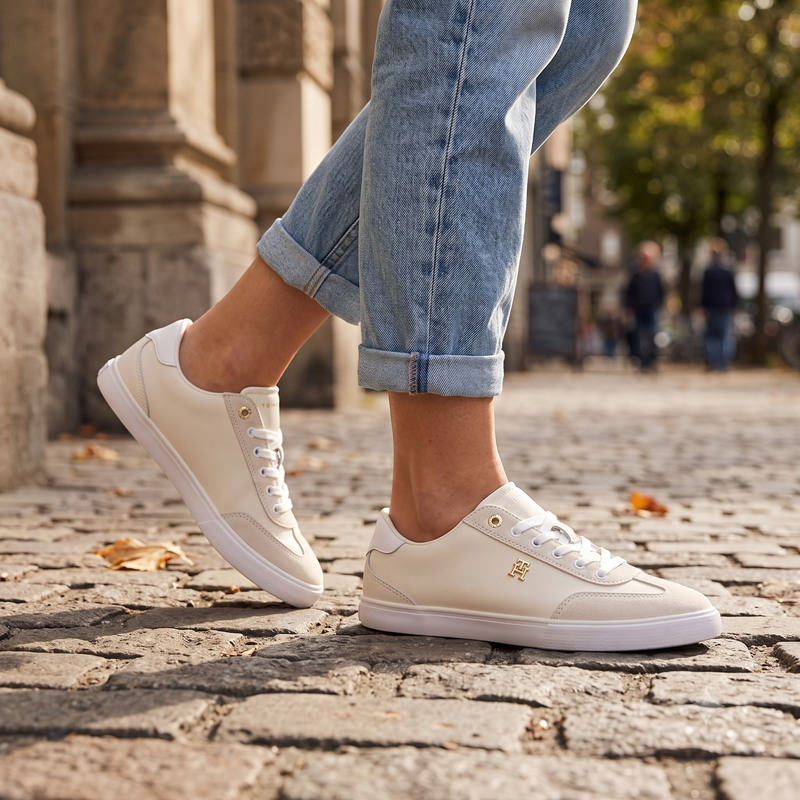 Tommy Hilfiger White Polyurethane Women's Sneaker