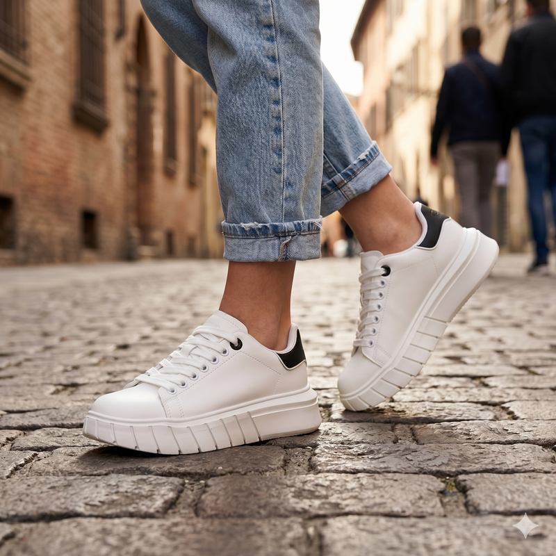 Gaelle Paris White Polyurethane Women Sneaker