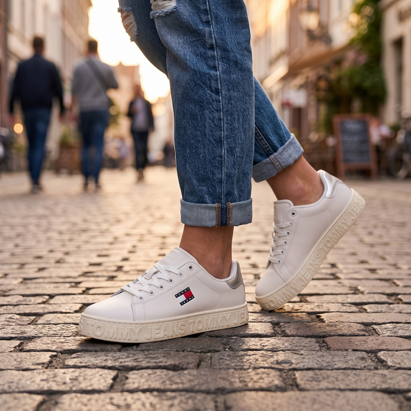 Tommy Hilfiger Bianco Polyurethane Women Sneaker