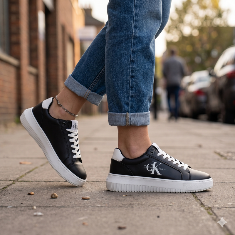 Calvin Klein Black Leather Women Sneaker