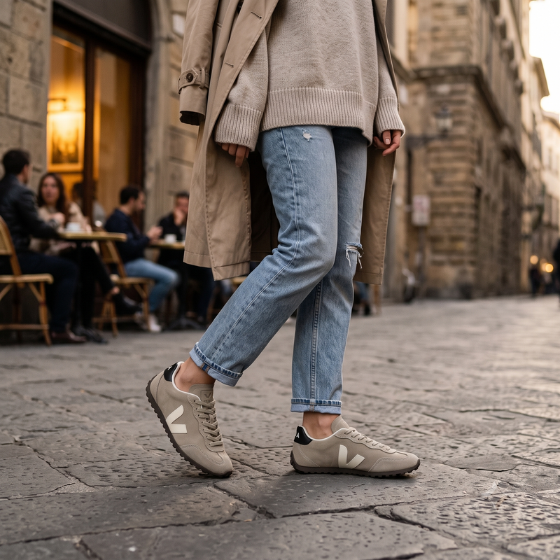 Veja Beige Suede Leather Low Top Sneakers