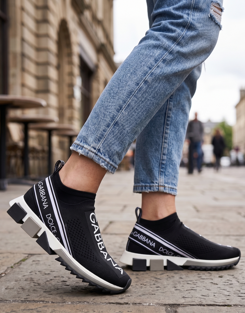 Dolce & Gabbana Black Slip On Sorrento Low Top Sneakers Shoes
