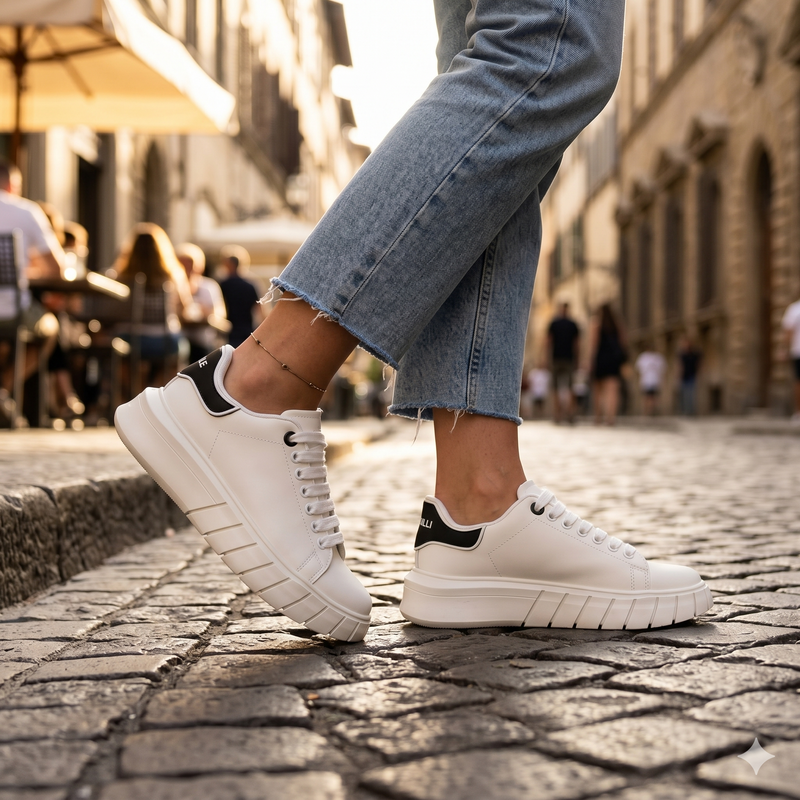 Gaelle Paris White Polyurethane Women Sneaker